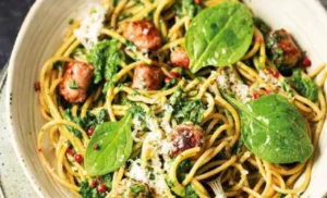 Spaghetti aux épinards