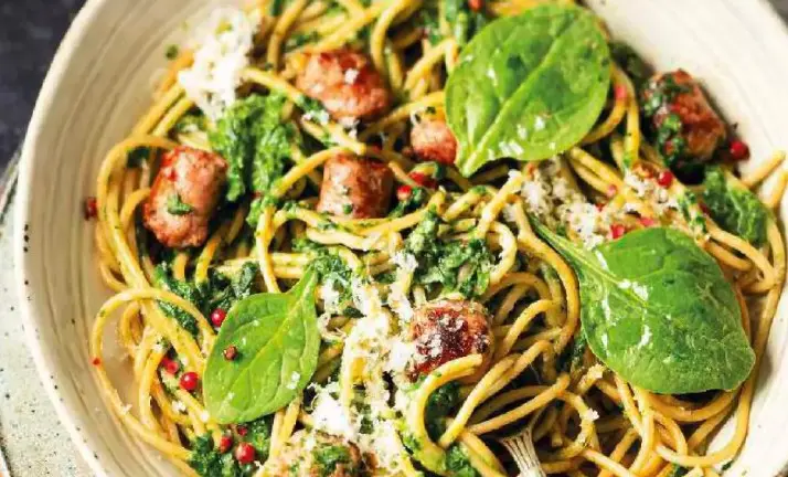 Spaghetti aux épinards