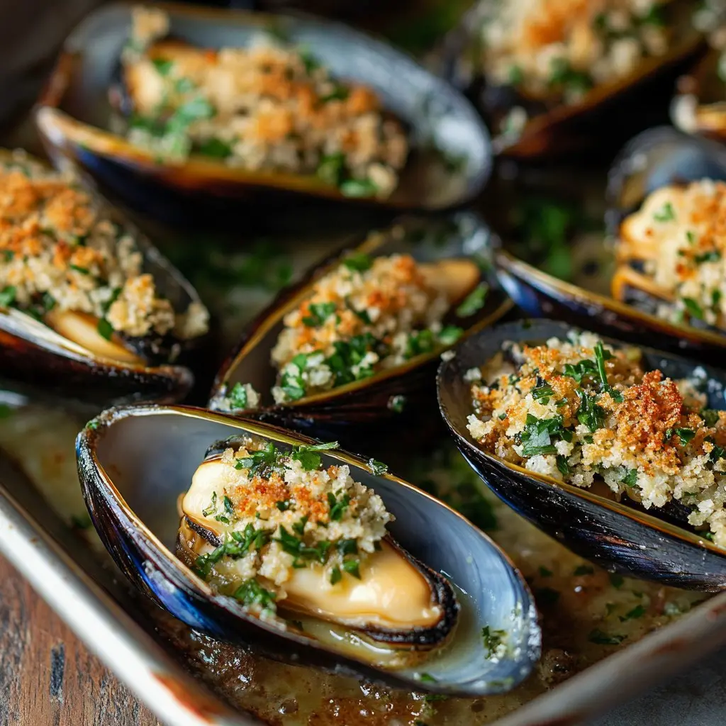 Moules gratinées